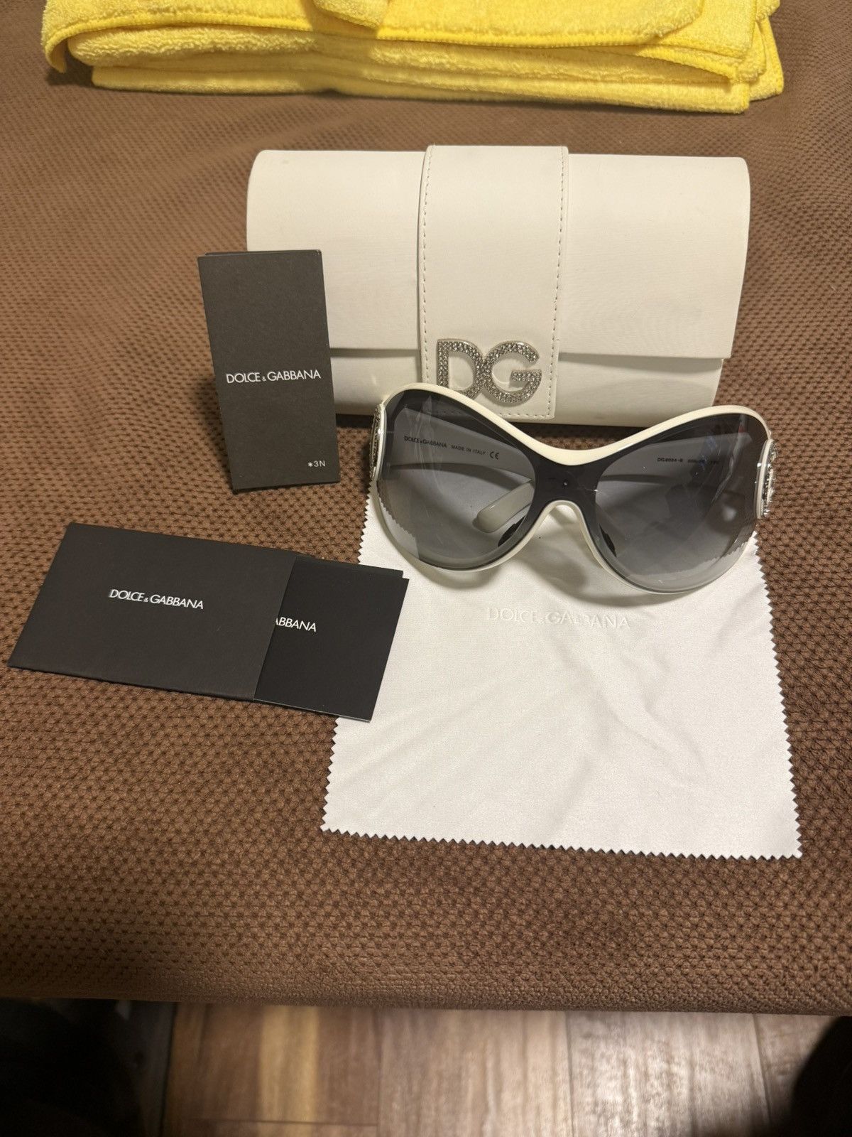 Dolce & Gabbana DG6024-B White Shield Sunglasses – Full Set