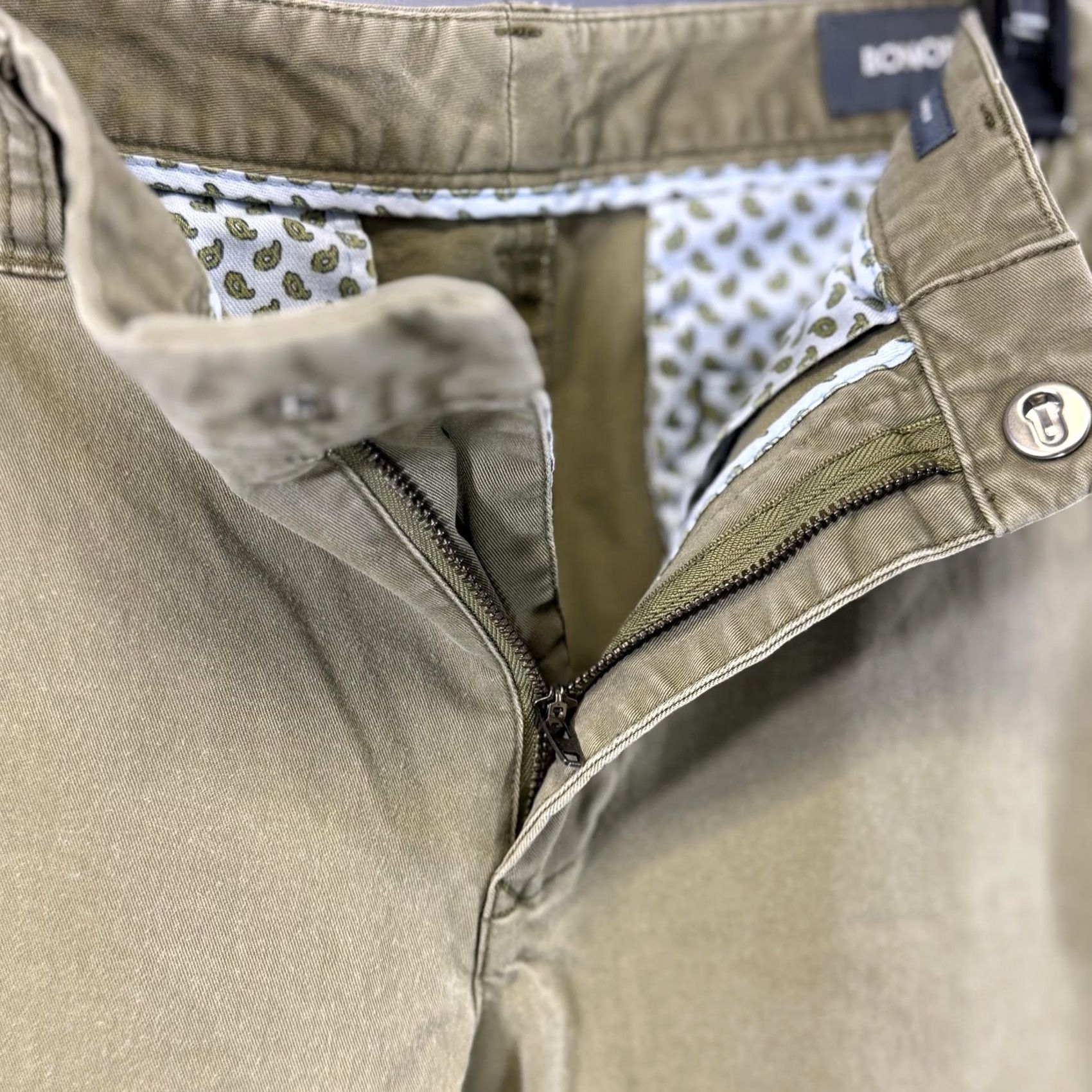 Bonobos Bonobos Pants Mens 33x30 Chino Slim Flat Front Zip Tan Khaki Stretch Casual Tailored Office Size US 33 - 3 Thumbnail