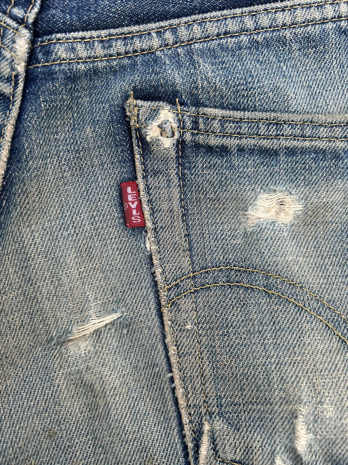 Kapital Thrashed Vintage Levis Big E Selvedge Denim Jeans Size US 33 - 12 Thumbnail