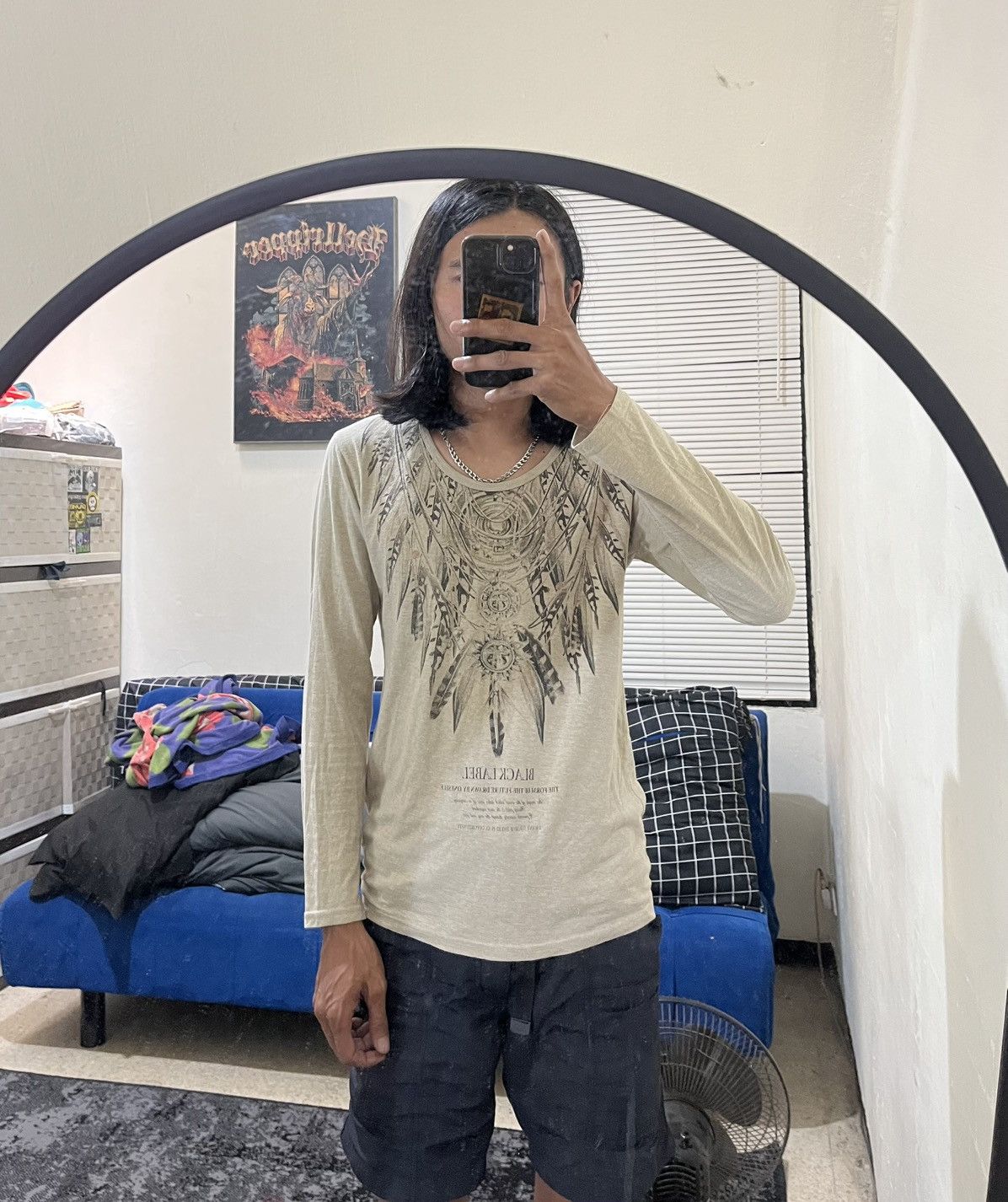 Le Grande Bleu (L.G.B.) Berning sho feather graphic long sleeve tee vkei style Size US M / EU 48-50 / 2 - 9 Thumbnail