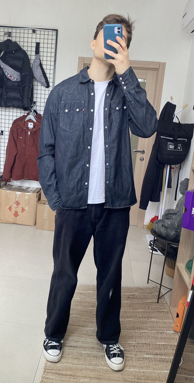 Levi's × Levi's Vintage Clothing × Vintage Vintage Levi’s Strauss & Co Denim Shirt Men’s L Navy Size US L / EU 52-54 / 3 - 13 Thumbnail