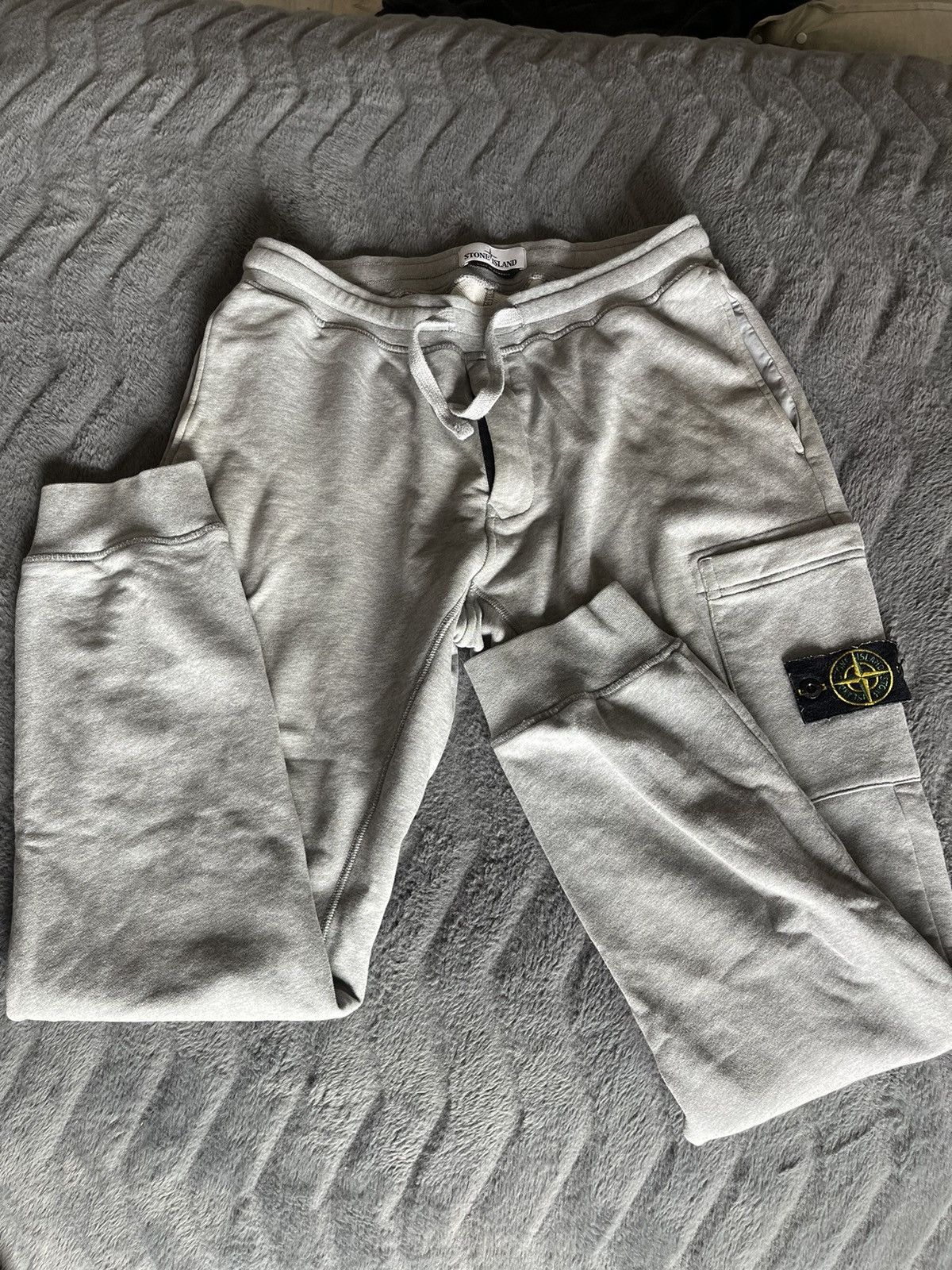 image of Gray Stone Island Sweatpants in Grey, Men's (Size 30)