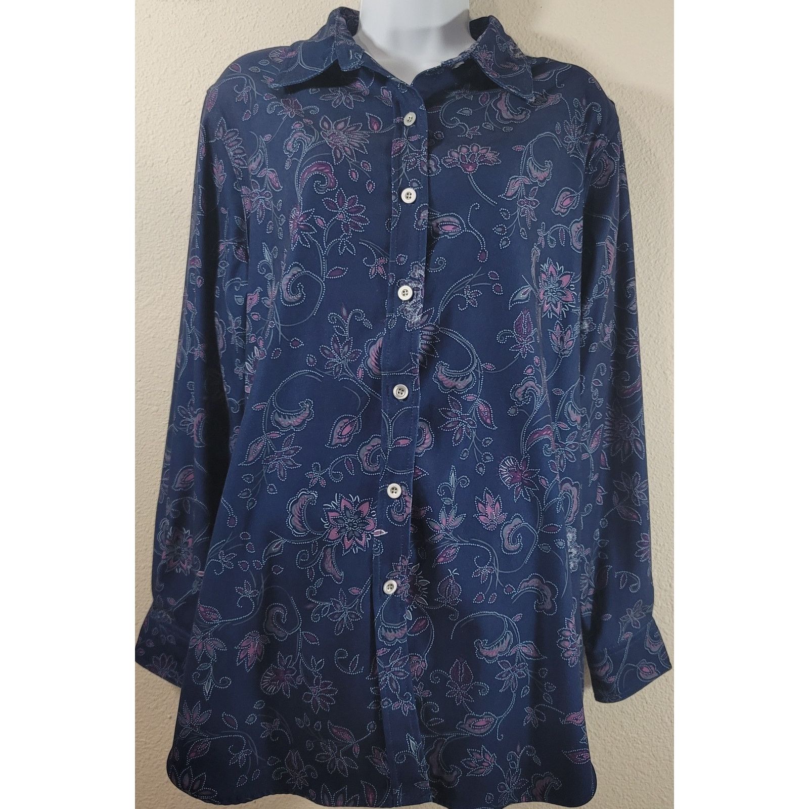 Other Mainstreet Blues Blue Purple Floral Print Button Top Medium Size M / US 6-8 / IT 42-44 - 1 Thumbnail