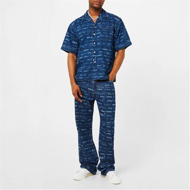 o1g2r1mq0524 Logo Denim Shirts in Blue