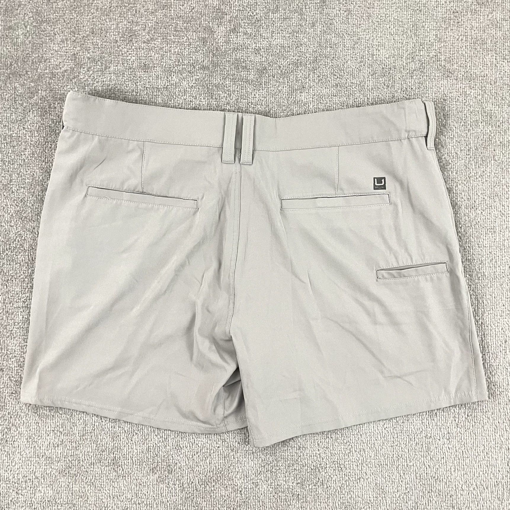 Vintage Huk Pursuit Shorts Mens Size 42 / 5.5" Gray Stretch Chino Casual Outdoor Fishing Activewear Cooler Pockets Breathable Regular Rise 42 in Waist Men Size US 42 / EU 58 - 3 Thumbnail