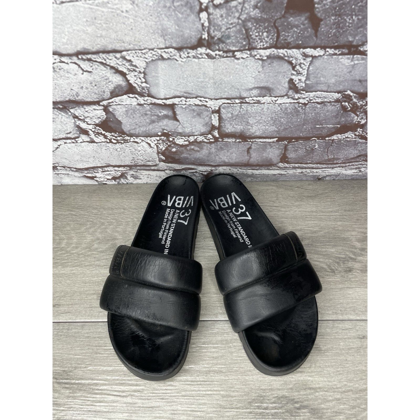 Other VIBA Porto Preto Black Leather Portugal Slides Sandals Women Size US 6.5 / IT 36.5 - 14 Thumbnail