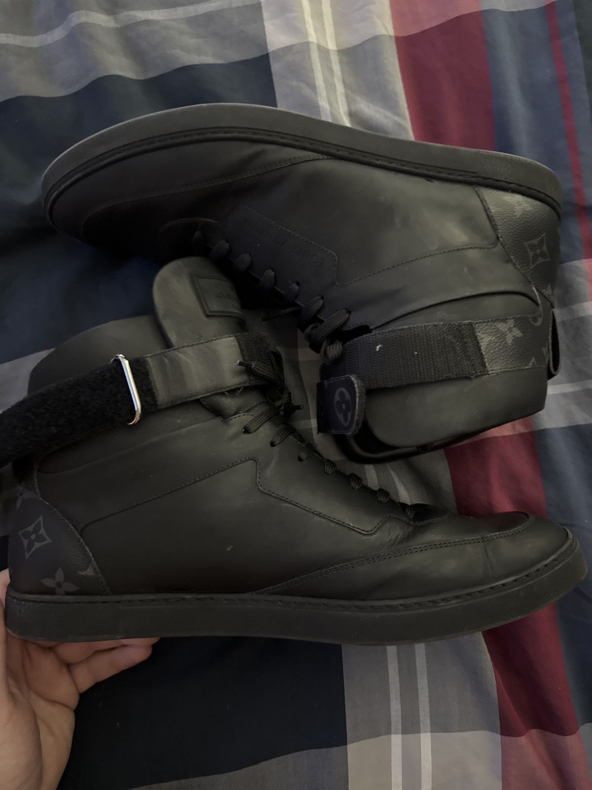 Louis Vuitton Louis Vuitton Rivoli High Top Monogram Sneaker Black Leather Size US 10 / EU 43 - 1 Thumbnail