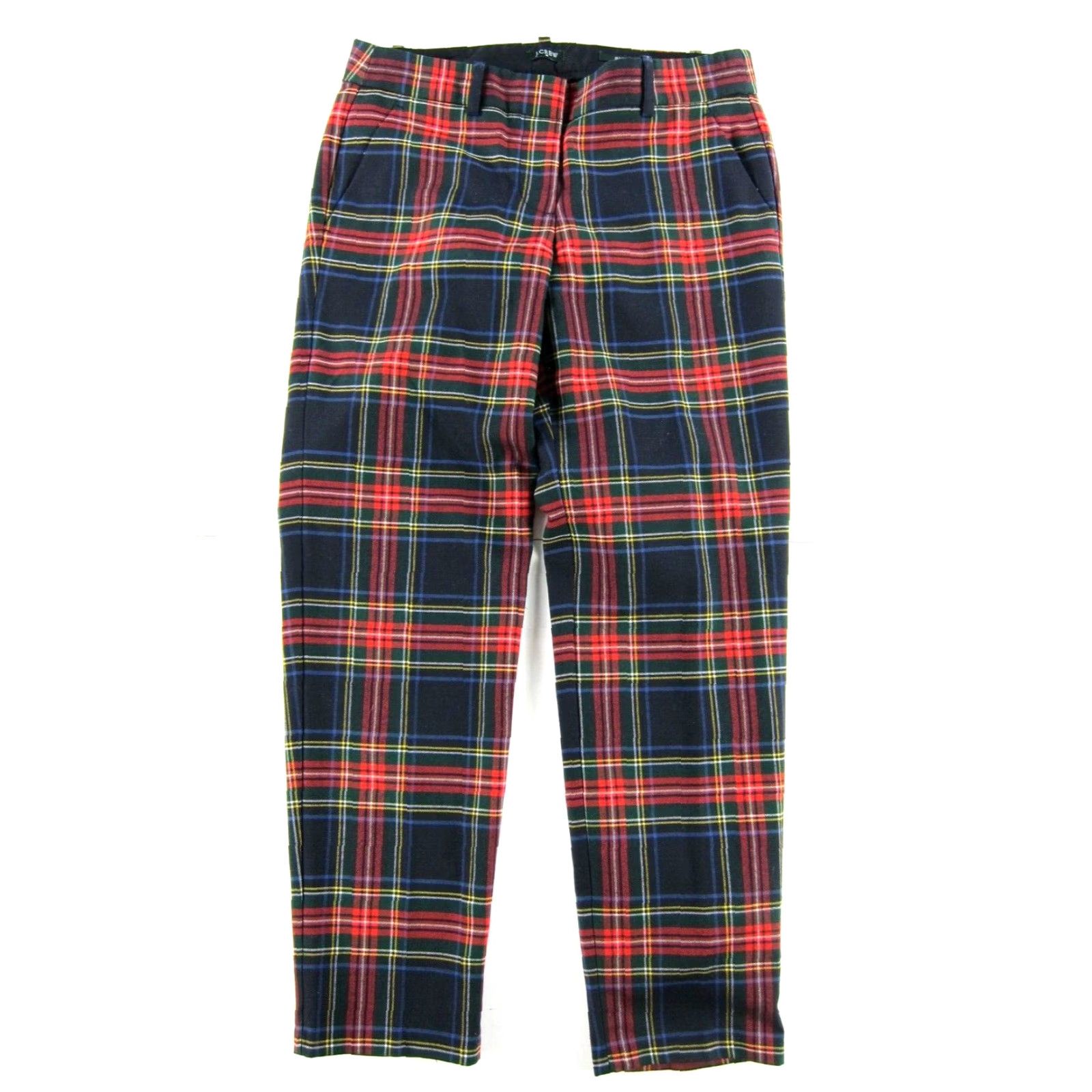 J.Crew J.Crew Wool Plaid Skimmer Pant 2 City Fit Red Yellow Green Blue Casual Pant Womens Size 26" / US 2 / IT 38 - 2 Thumbnail
