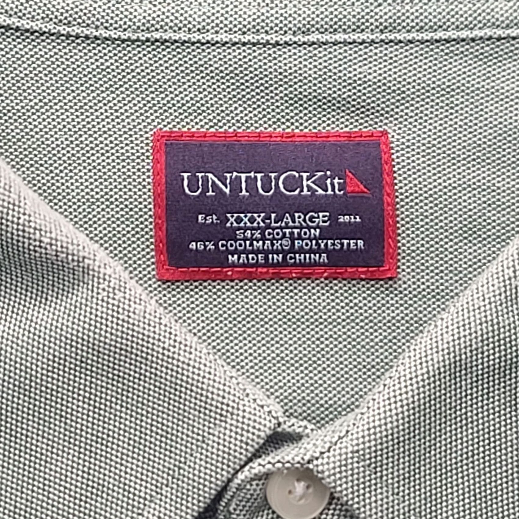 UNTUCKit UNTUCKit Shirt Mens 3XL Regular Fit Long Sleeve Button-Up Collared Green Cotton Solid Vintage Style Classic Mens Shirts Size US XXL / EU 58 / 5 - 2 Thumbnail