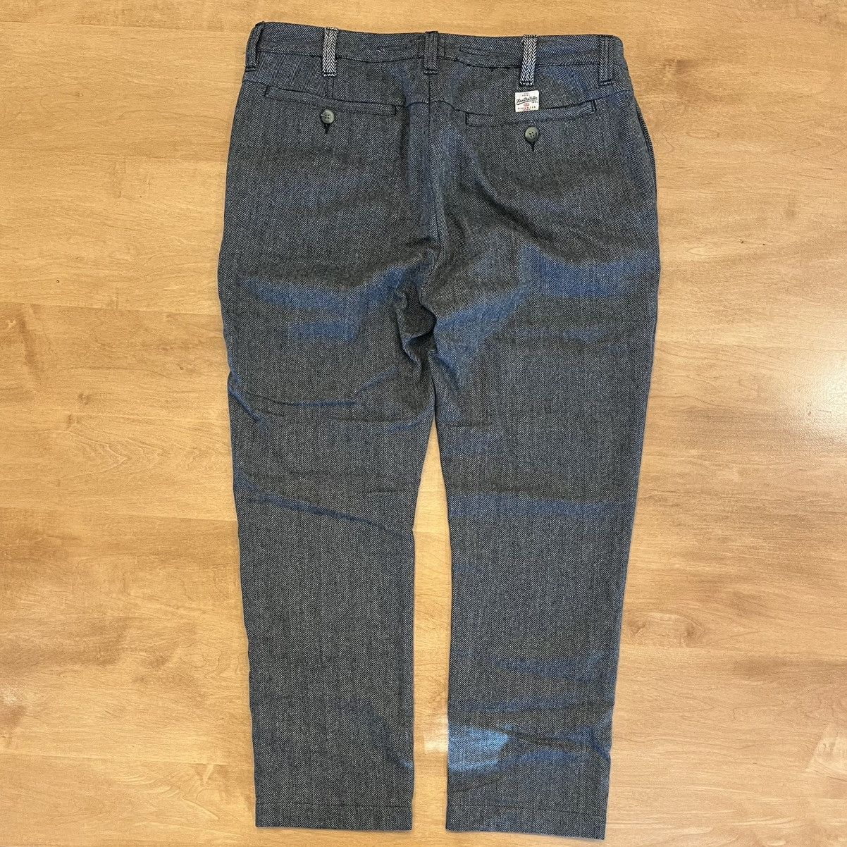 Superdry × Vintage SuperDry flat-front pants in herringbone pattern black+grey Size US 36 / EU 52 - 2 Thumbnail