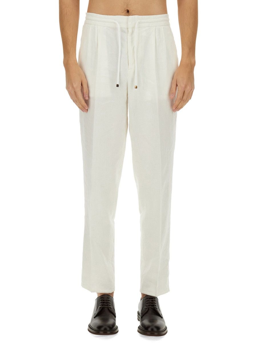 Brunello Cucinelli BRUNELLO CUCINELLI LINEN PANTS - IVORY (IT 50) Size US 34 / EU 50 - 1 Thumbnail