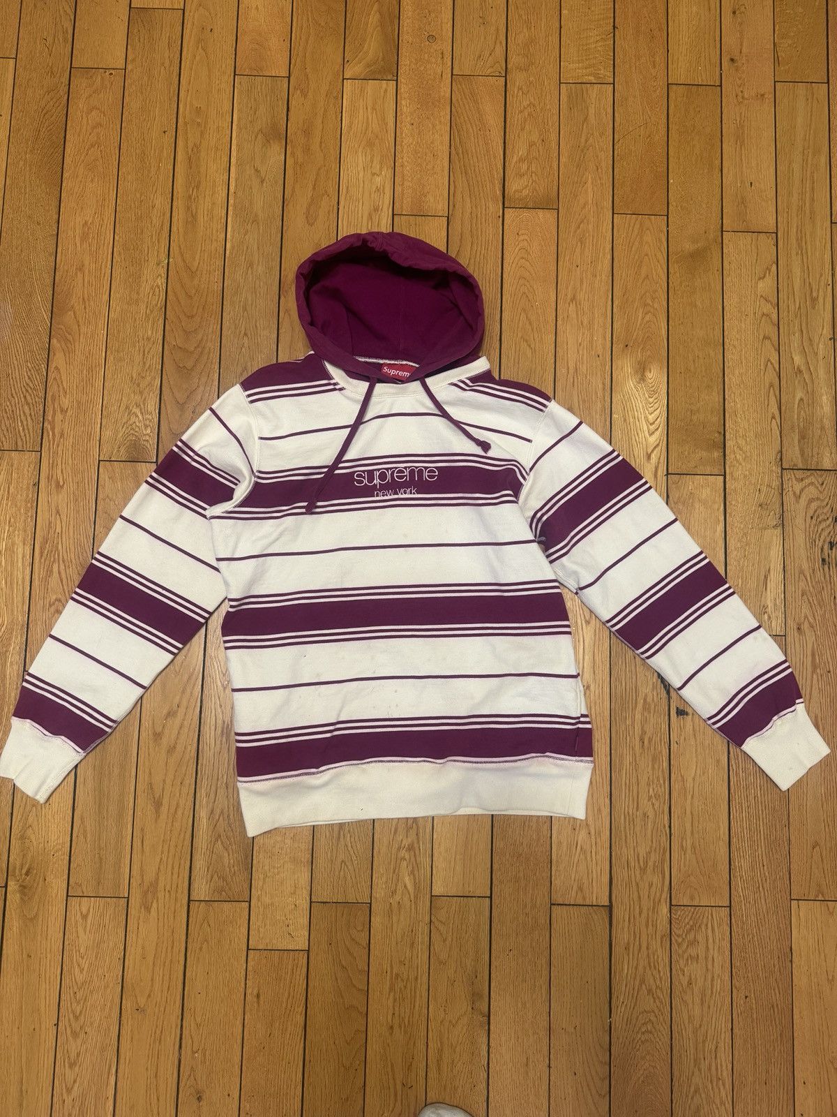 Supreme Supreme F/W16 Striped Hooded Crewneck Classic Logo Size US M / EU 48-50 / 2 - 1 Thumbnail