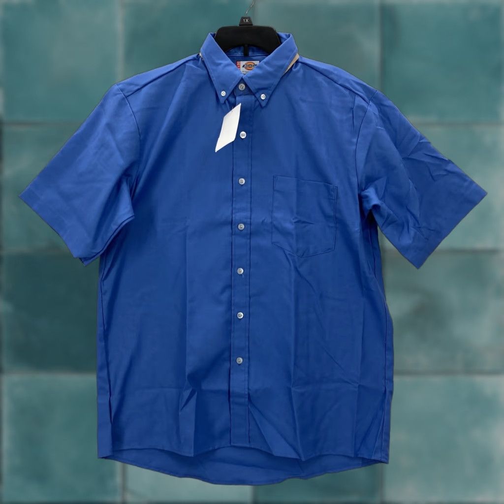 Dickies Dickies Shirt Mens 16-16.5 Regular Blue Short Sleeve Button Up Workwear Pocket Shirt Size US L / EU 52-54 / 3 - 1 Thumbnail