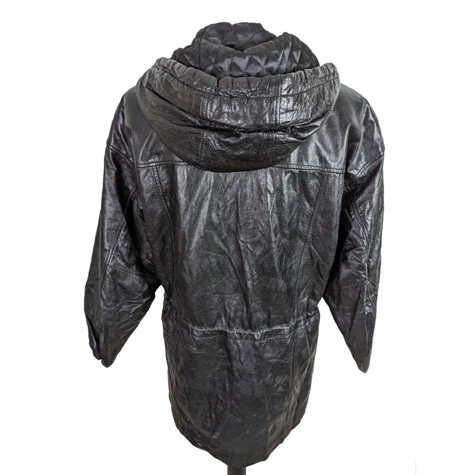 Vintage VINTAGE Wilsons Leather Jacket Hooded Relaxed Oversized Parka Women's M Black Size M / US 6-8 / IT 42-44 - 3 Thumbnail