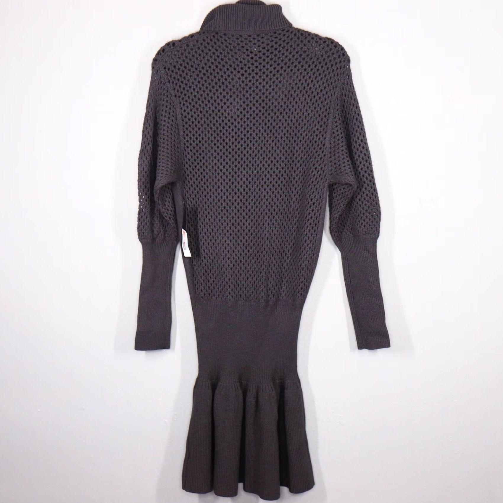 Marc by Marc Jacobs Marc by Marc Jacobs Wool Chunky Knit Turtleneck Sweater Dress S Charcoal Gray Puff Sleeve Pullover Knee Length Casual Womens Vintage-Style Winter Size S / US 4 / IT 40 - 7 Thumbnail