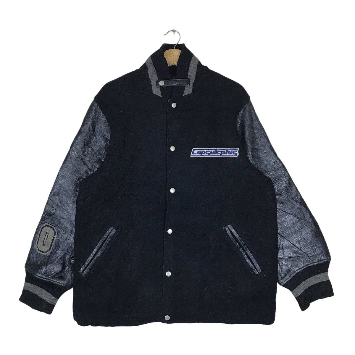 image of Vintage Capsule Plus Snap Button Leather Sleeve Patch Work in Black, Men's (Size Medium)