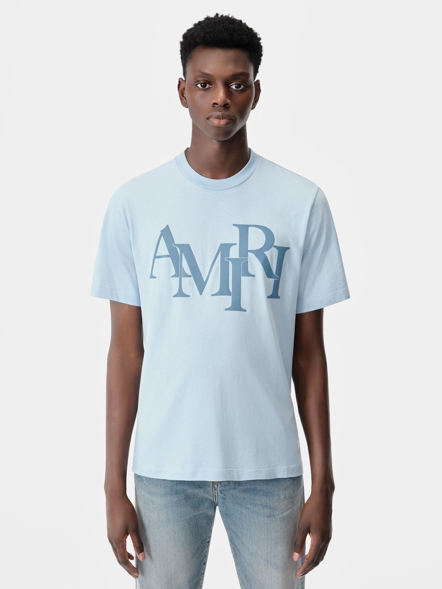Amiri o1s1wg110525 Staggered T-Shirt in Blue Size US M / EU 48-50 / 2 - 2 Thumbnail