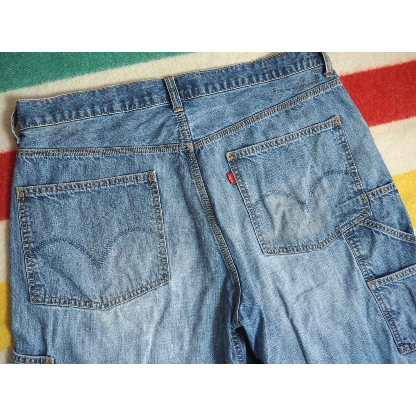Levi's VINTAGE Levi's Denim Shorts 38W 23" Length Relaxed Cargo Grunge Distressed Blue Men's Shorts Size US 38 / EU 54 - 3 Thumbnail