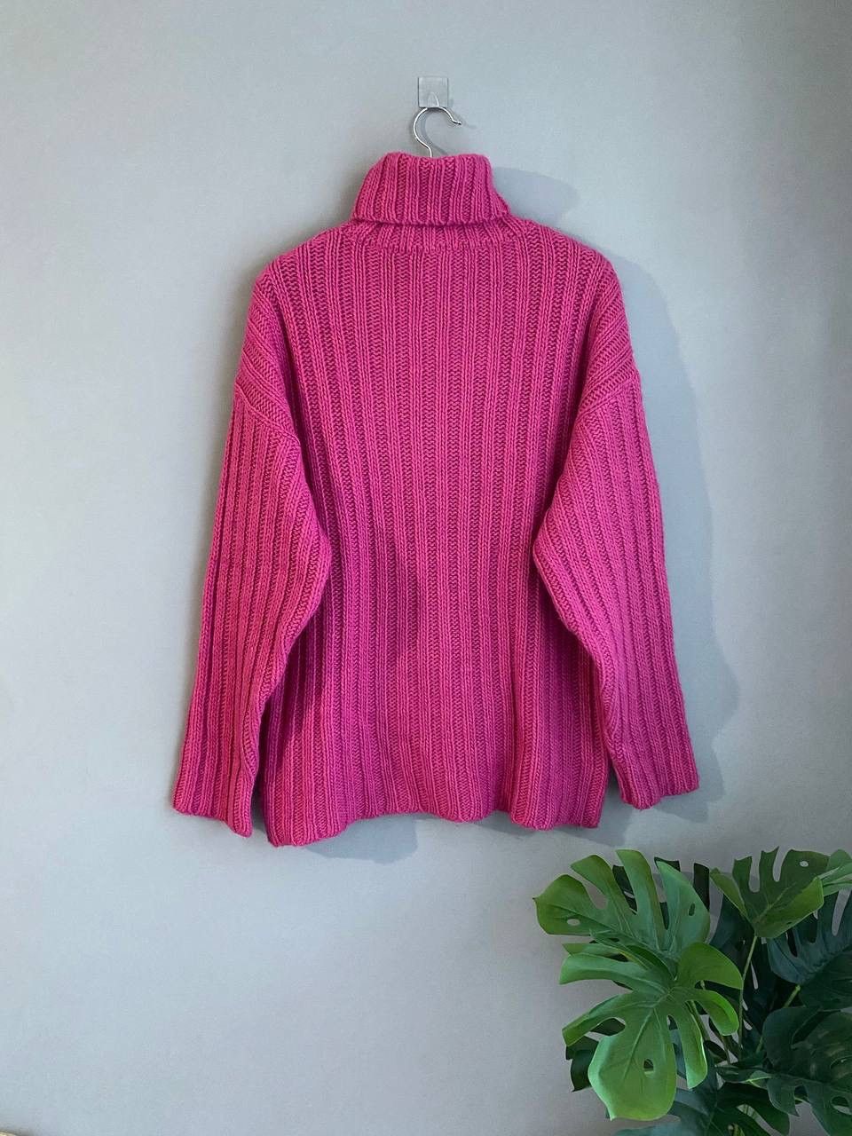 Our Legacy Men's Large Rib Turtleneck Pink Knit Sweater, L