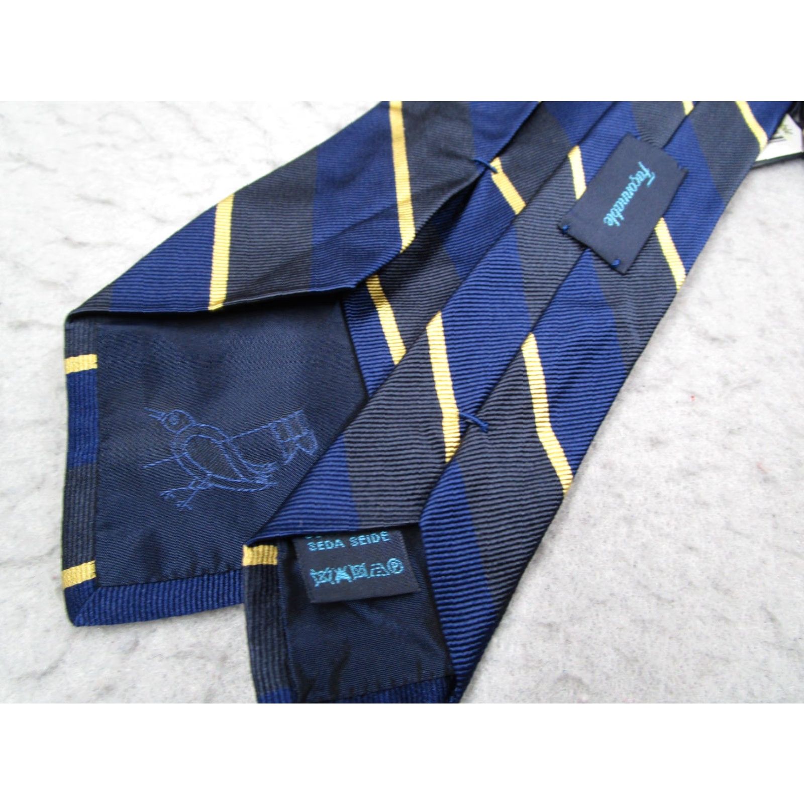 Faconnable Façonnable Men's Silk Neck Tie Blue Striped Luxury Made in Italy Classic Size ONE SIZE - 4 Thumbnail