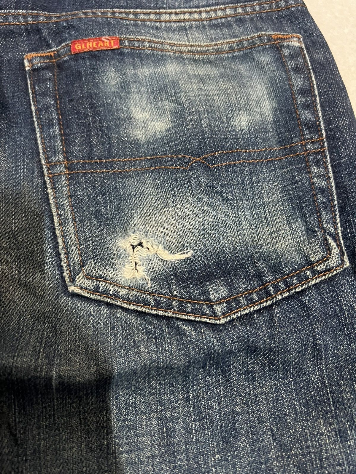 If Six Was Nine × Japanese Brand 💥Baggy💥Vintage Gl Heart Mud Wash Distressed Jeans Japan Size US 31 - 16 Thumbnail