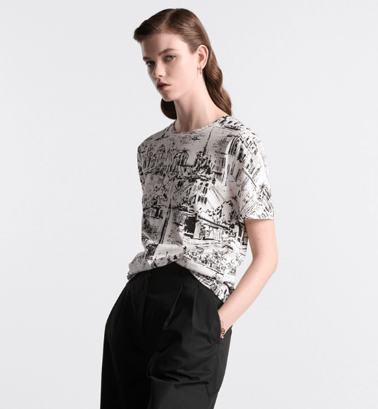 Dior o1w1db10925 443T09 T-Shirt in White/Black Size M / US 6-8 / IT 42-44 - 3 Thumbnail