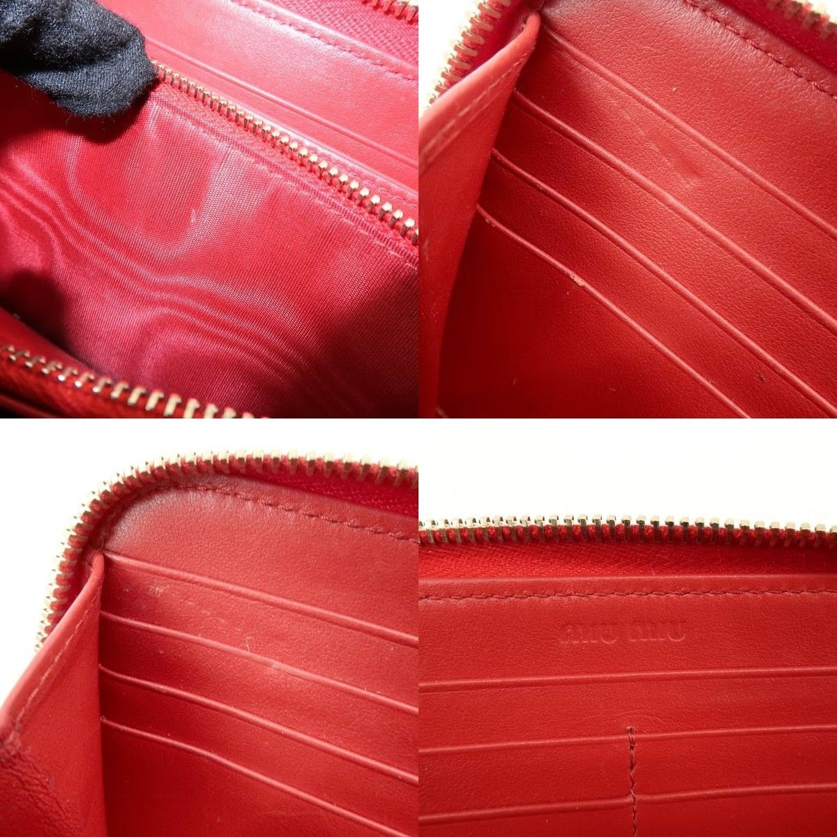 Miu Miu Miu Miu Patent Embossed Leather Zippy Wallet Red Size ONE SIZE - 7 Thumbnail
