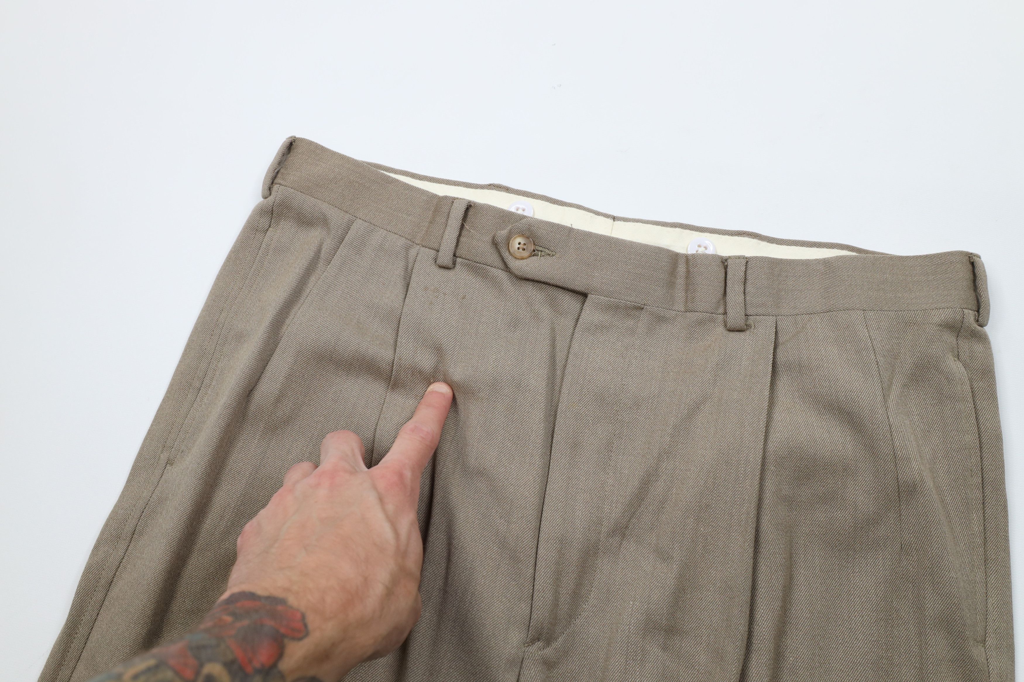 Vintage Vintage 70s Streetwear Pleated Wide Leg Wool Chino Pants USA Size US 36 / EU 52 - 7 Thumbnail