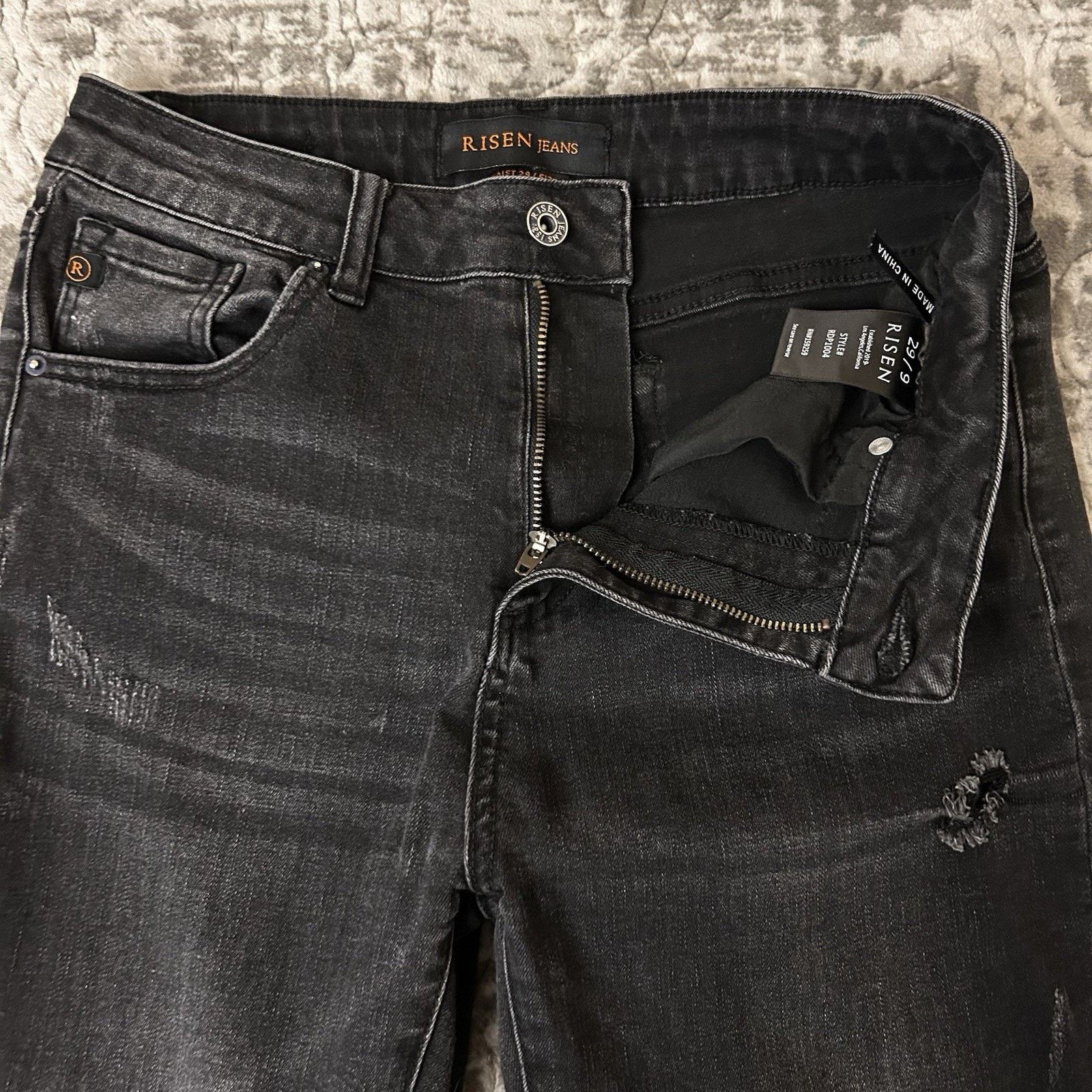 Other Risen Jeans Black Vintage Washed Skinny Distressed size 9/29 Size 29" - 5 Thumbnail