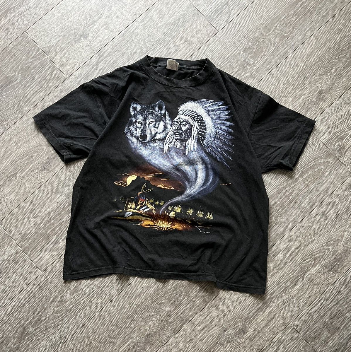 The Mountain × Vintage 90s Vintage Spirit Native T-Shirt Tee Size US L / EU 52-54 / 3 - 1 Thumbnail
