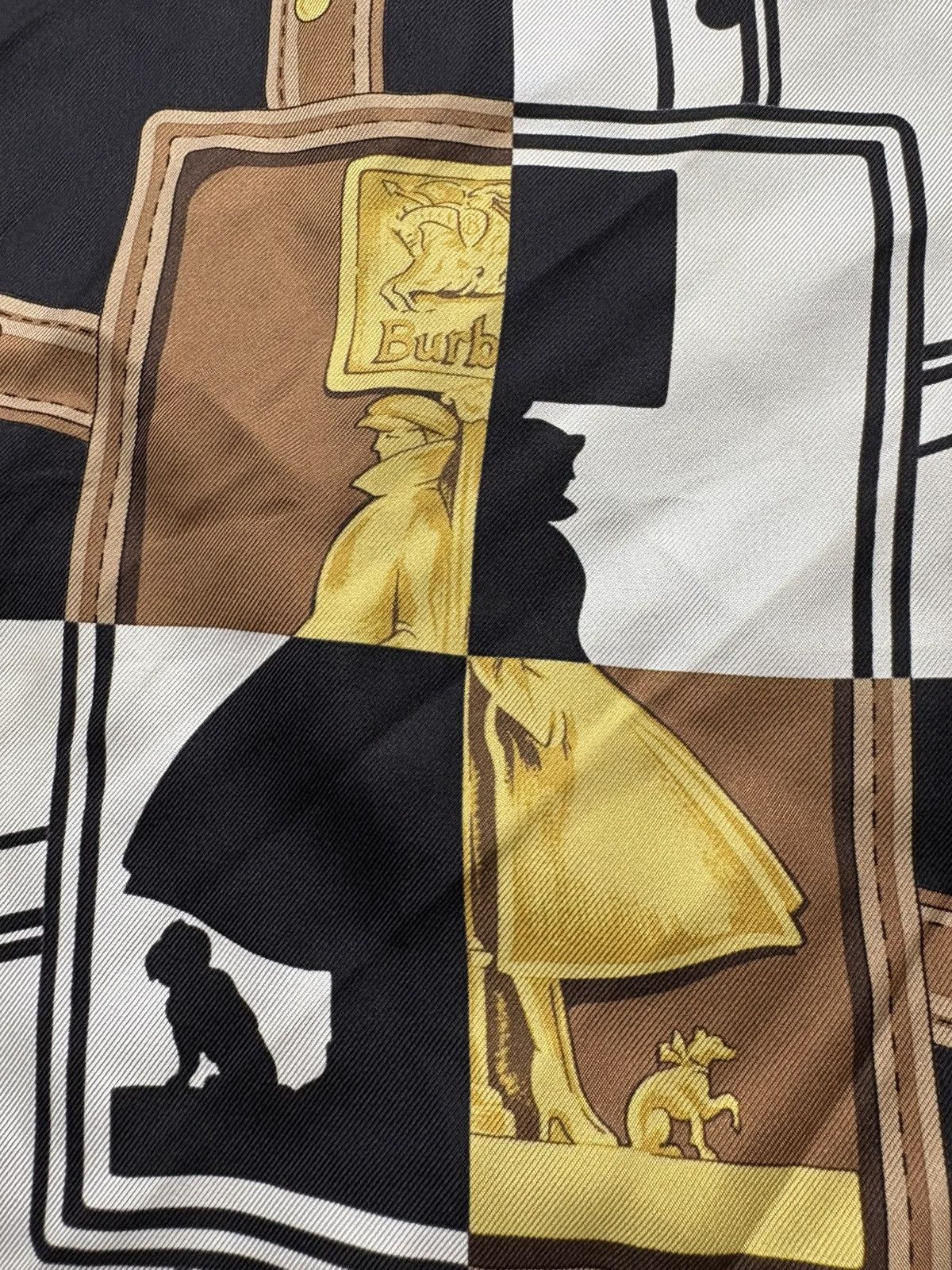 Burberry Vintage Burberrys Silk Scarf Two Lovers Belt Print Flaws 90s Size ONE SIZE - 7 Thumbnail