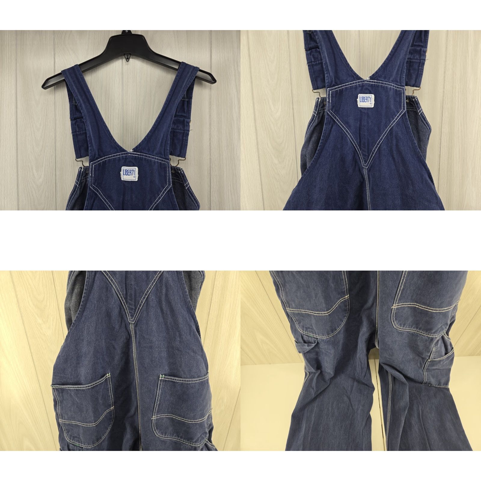 Denime VINTAGE Liberty Overalls Bib 46x30 Blue Denim Carpenter Farm Worker Bibbed Jeans Size US 30 / EU 46 - 8 Thumbnail