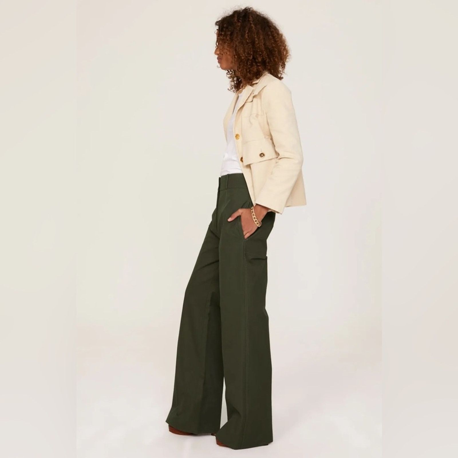 Patou Patou Pants Green Size 2 (French 34) Army Green Olive Flare Size 26" / US 2 / IT 38 - 2 Thumbnail