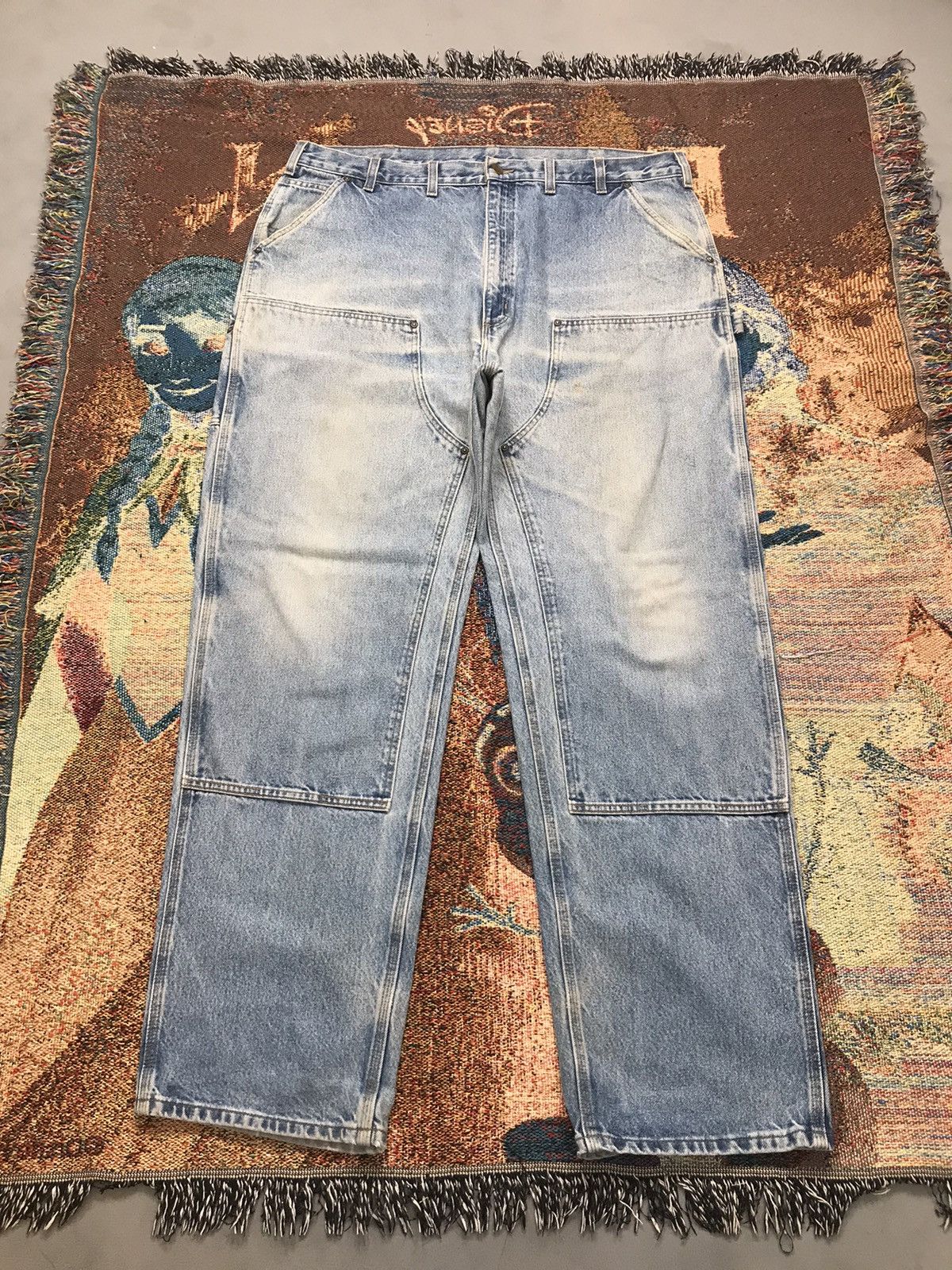Carhartt Vintage Carhartt B73 DST faded double knee workwear denim Size US 44 / EU 60 - 1 Thumbnail