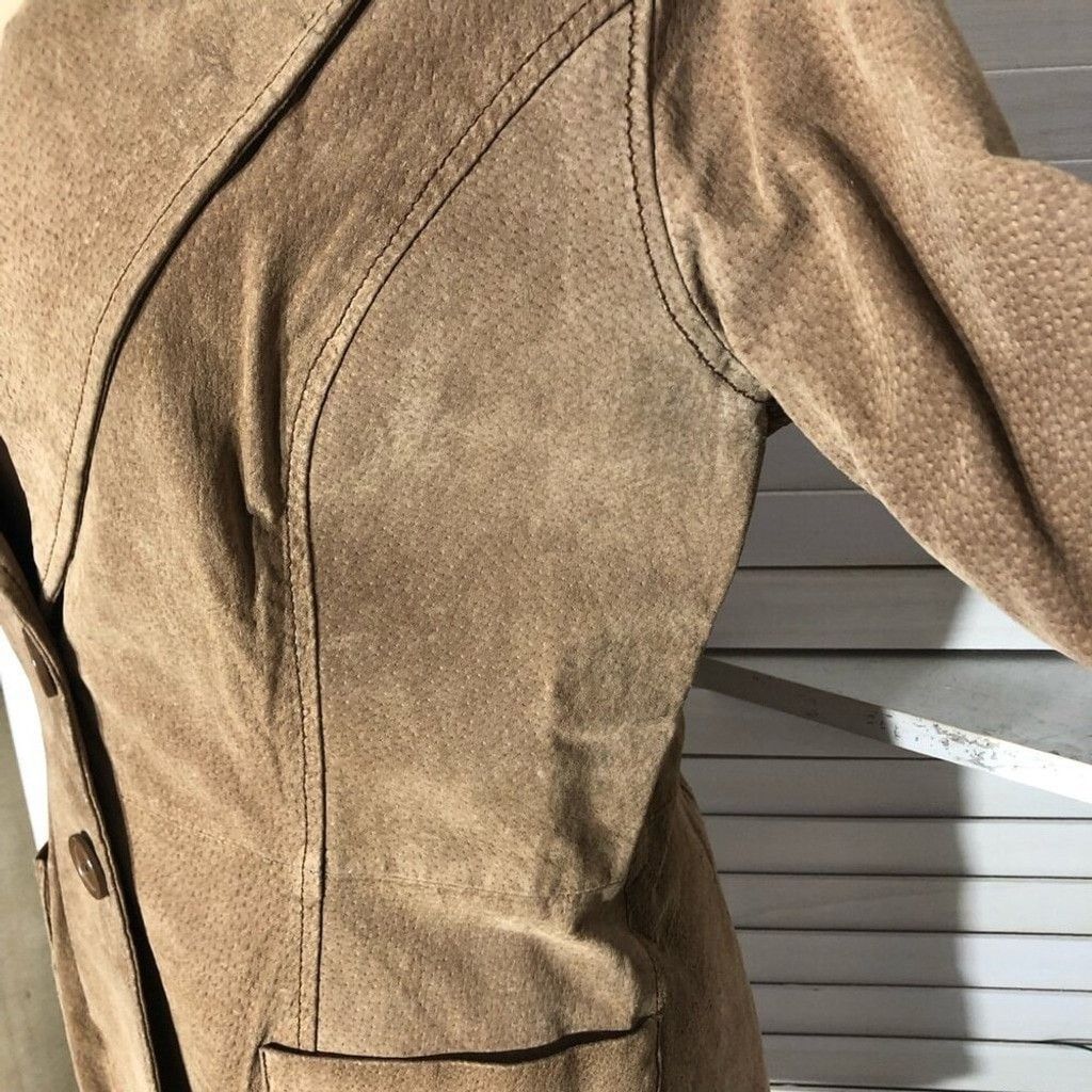 Vintage Y2K Blazer Coat Genuine Suede Leather Lined Camel Brown M Size L / US 10 / IT 46 - 5 Thumbnail