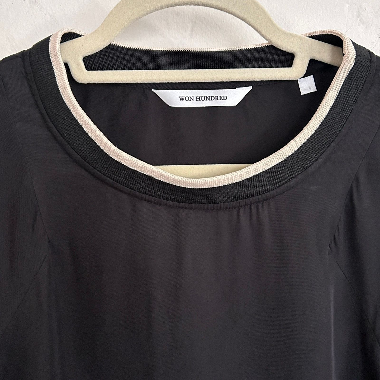 Won Hundred Won Hundred Cheryl Black Cupro Dress Size 36 Contrast Collar Size S / US 4 / IT 40 - 5 Thumbnail