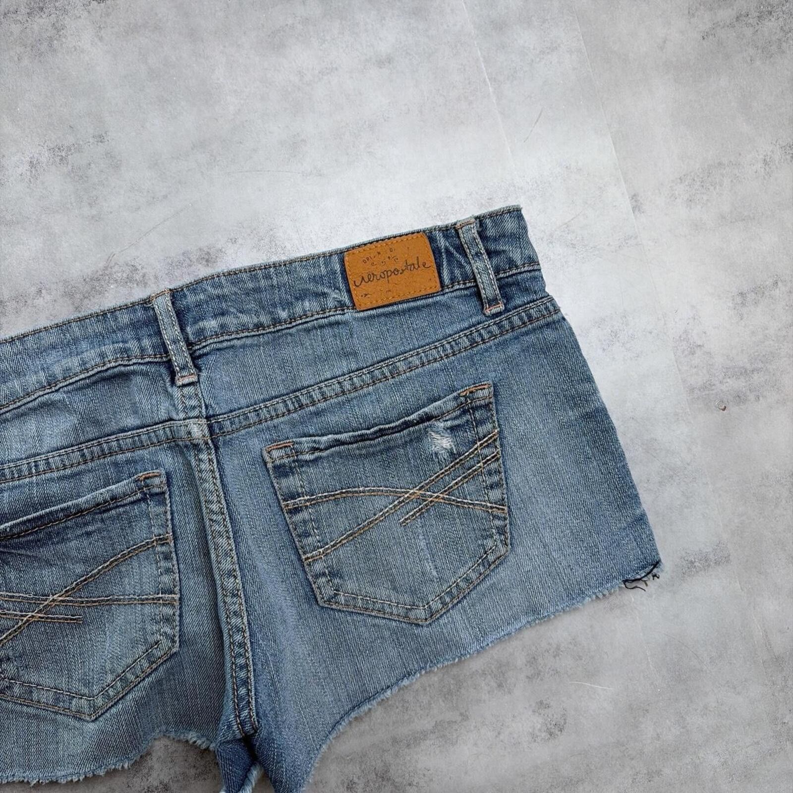 Aeropostale Y2K Blue Aeropostale Grunge Patchwork Mini Denim Shorts Size 25" / US 0 / IT 36 - 3 Thumbnail
