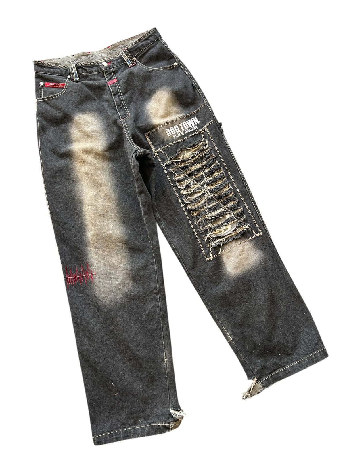 Dogtown 🔥 Vintage Dogtown Black Dragon Skateboards Denim Jeans Size US 32 / EU 48 - 3 Thumbnail