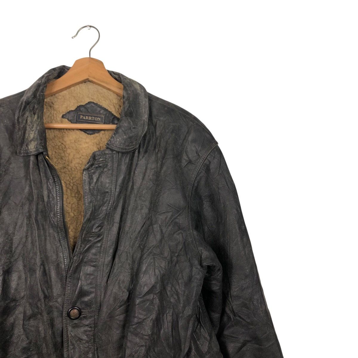 Vintage 📌Vintage 80's Biker Leather Jacket Parrton Blanket Military Size US M / EU 48-50 / 2 - 7 Thumbnail