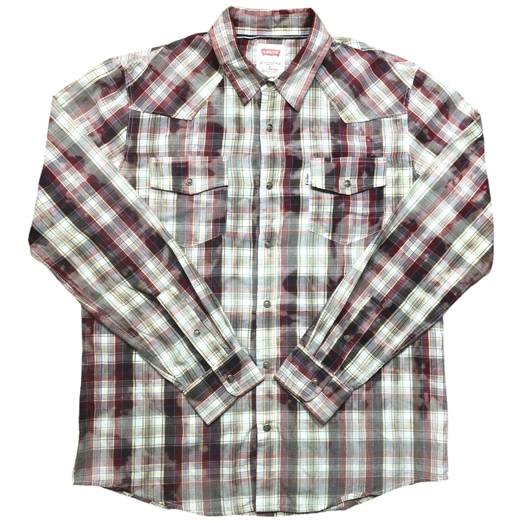 Levi's Levis Acid Wash Plaid Mens L Modern Pearl Snap Western Cowboy Long Sleeve Shirt Size US L / EU 52-54 / 3 - 2 Thumbnail