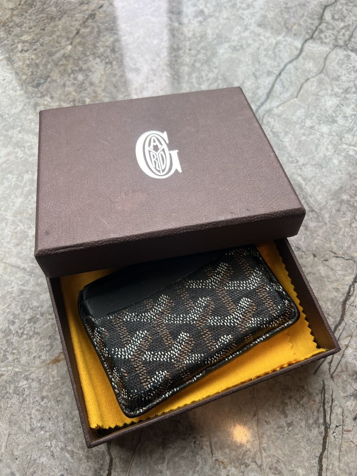 image of Goyard Saint-Sulpice Card Wallet in Black, Men's