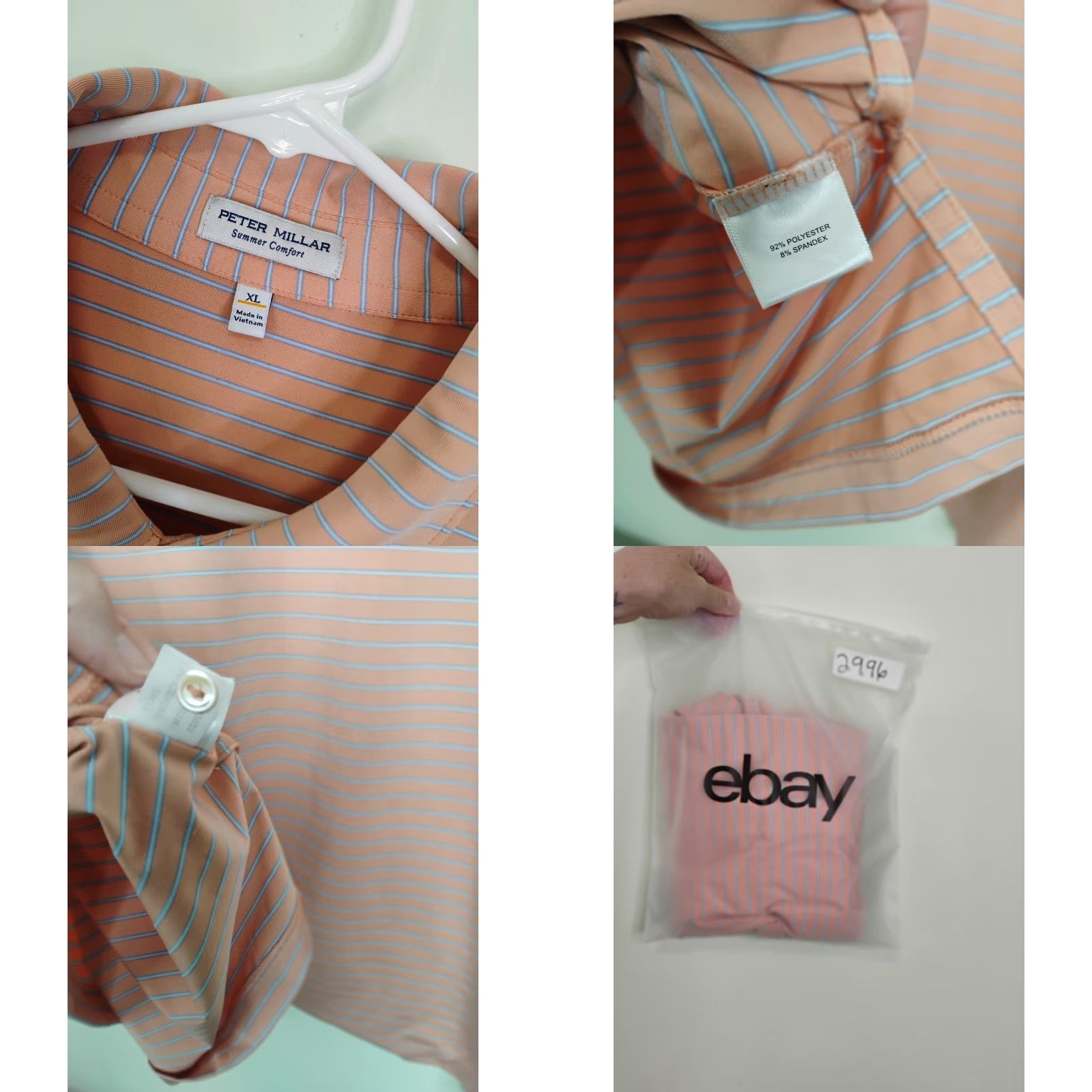 Peter Millar Peter Millar Summer Comfort Polo Mens XL Orange Striped Short Sleeve Golf Size US XL / EU 56 / 4 - 8 Thumbnail