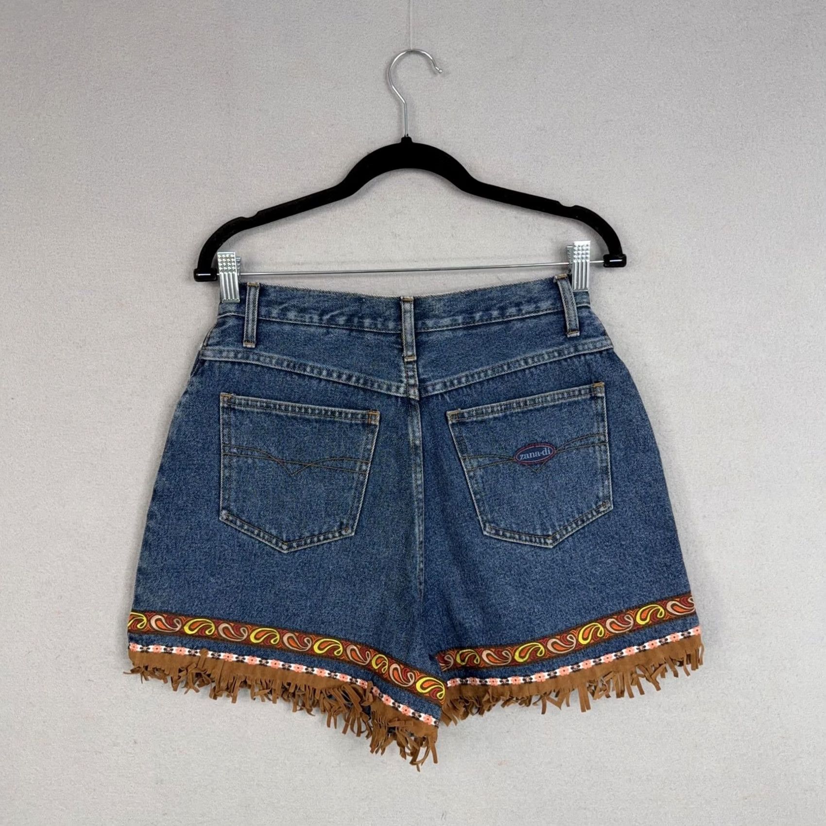 Denime VINTAGE Zana-di Denim Shorts Juniors 11/12 Blue Fringe Western Boho Festival Y2k Jeans Shorts Womens? Size 32" / US 10 / IT 46 - 5 Thumbnail