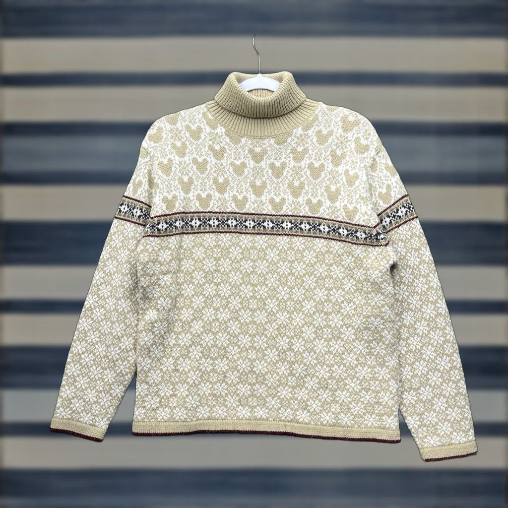 Disney VINTAGE Disney Sweater Womens Large Fair Isle Turtleneck Mickey Mouse Mock AOP Size L / US 10 / IT 46 - 1 Thumbnail