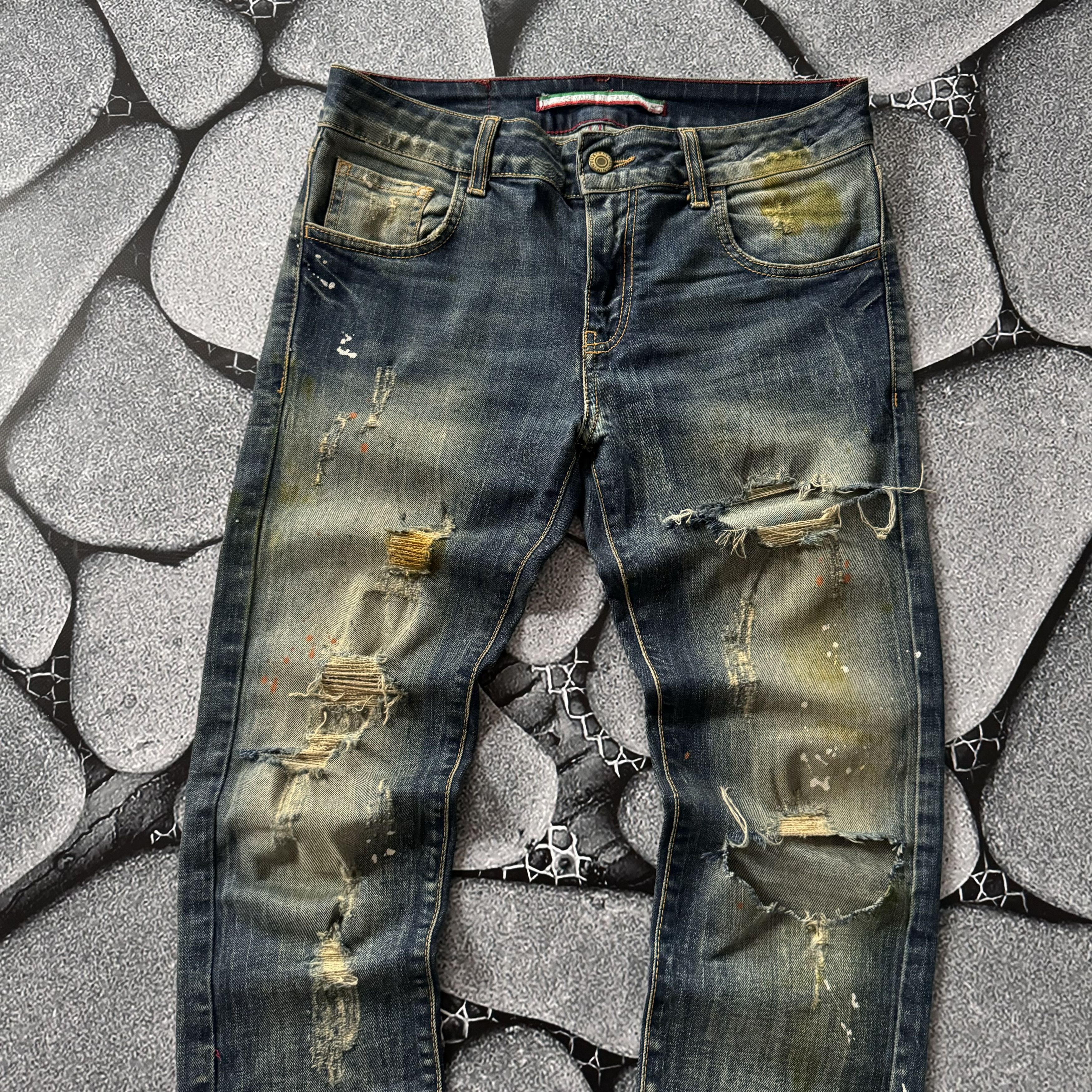 Vintage EX-J VINTAGE DISTRESSED FADED TRASHED JEANS AVANT GARDE Y2K Size 32" / US 10 / IT 46 - 3 Thumbnail