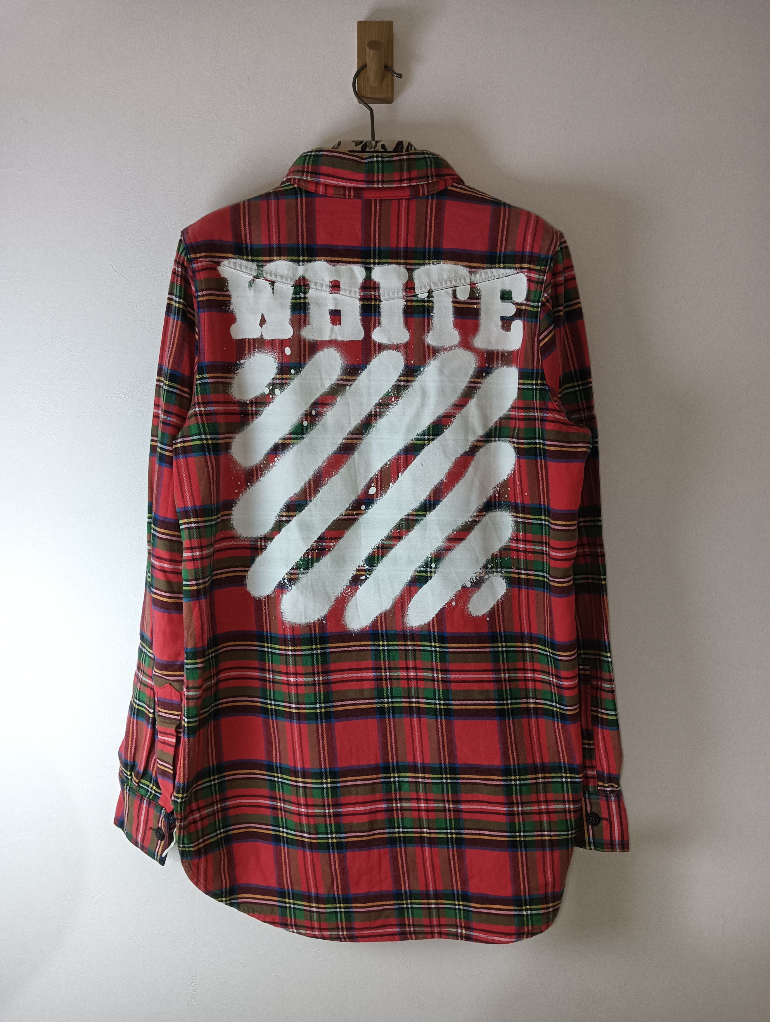 Off-White Red Diagonal Spray Check Shirt Size US XS / EU 42 / 0 - 1 Thumbnail