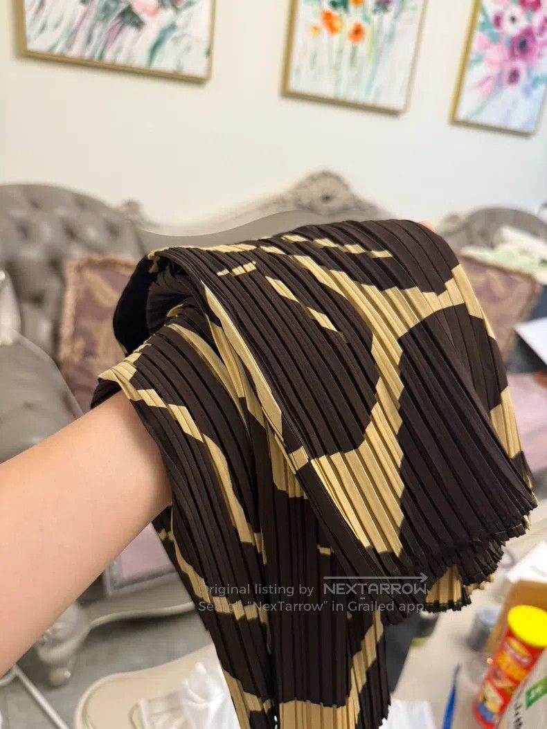 Issey Miyake Issey Miyake Vertical Striped Coffee Pattern Blouse Size M / US 6-8 / IT 42-44 - 8 Thumbnail