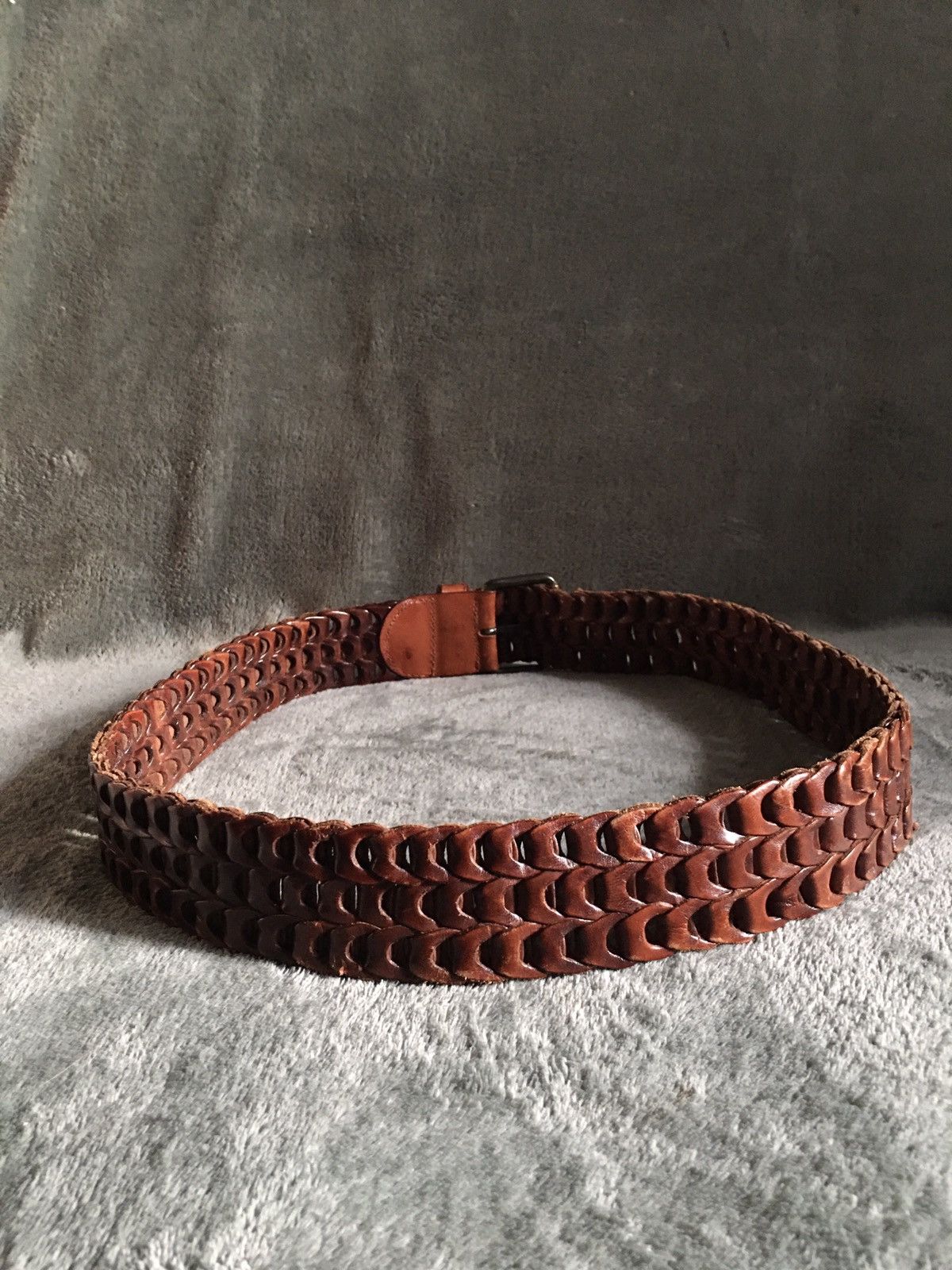 Moschino × Vintage MOSCHINO Jeans Vintage Brown Beaded Leather Italy Belt 80 Size 34 - 9 Thumbnail