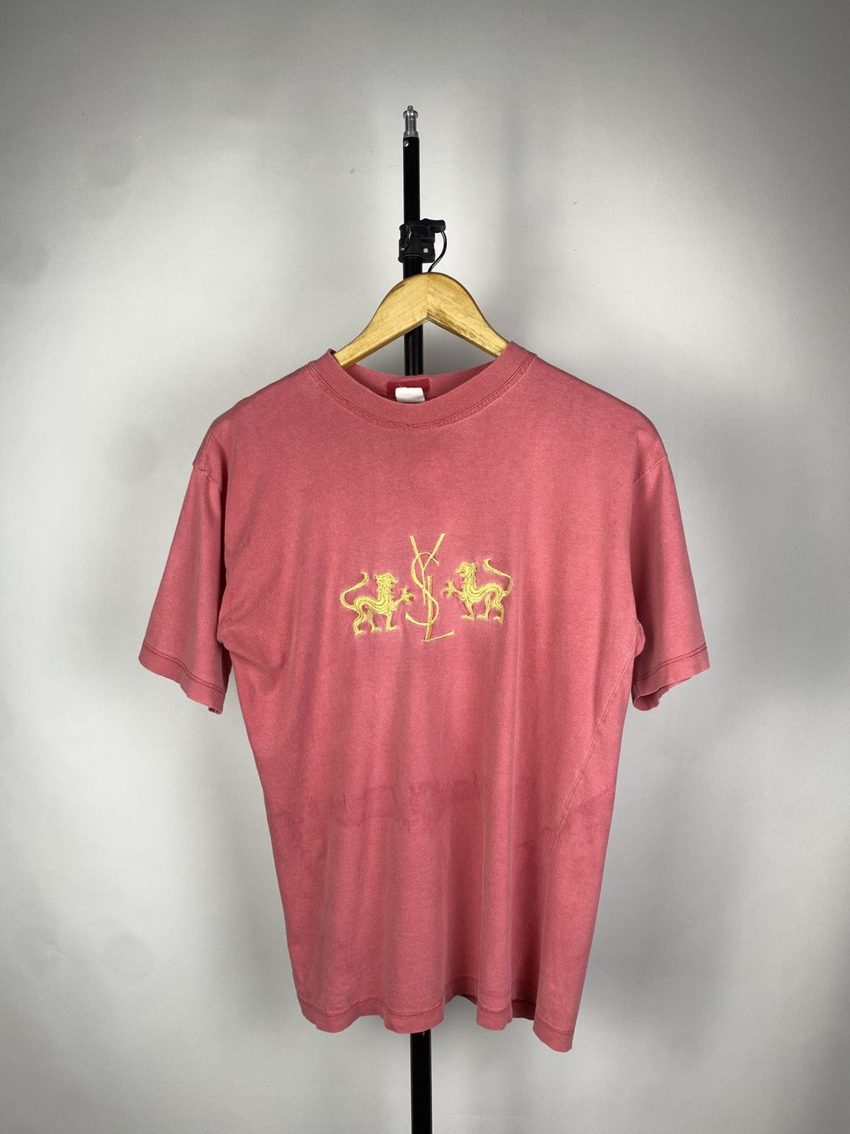 Vintage Vintage 90S Faded Yves Saint Laurent YSL Big LogoT Shirt Size US S / EU 44-46 / 1 - 1 Thumbnail