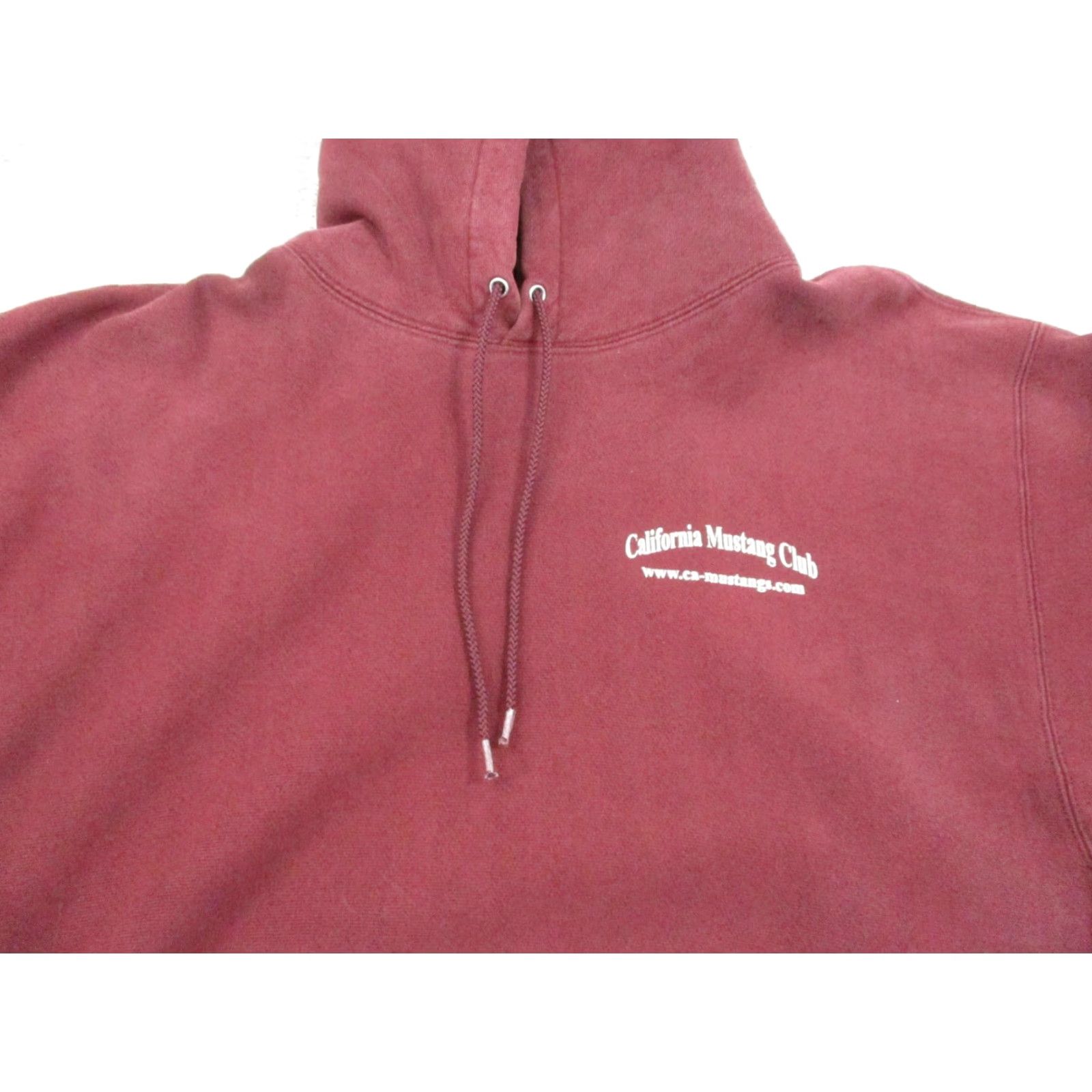 Champion VINTAGE Champion Mustang Club Hoodie Mens L Maroon California Cars Logo Graphic Pullover Hooded Pockets Knit Sweatshirt Regular Fit Size US L / EU 52-54 / 3 - 6 Thumbnail